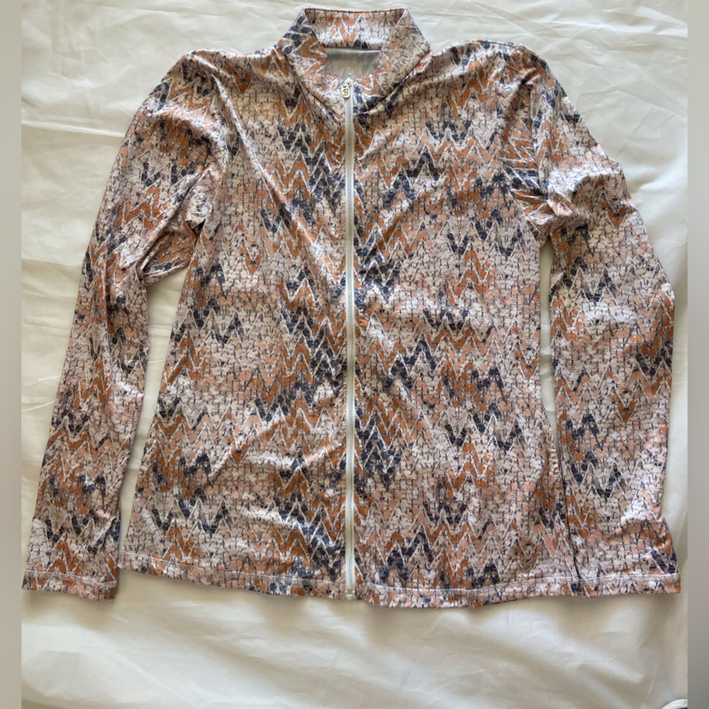 Sofibella UV Featherweight Full Zip Performance Jacket-Zigzag (chevron) Print XL